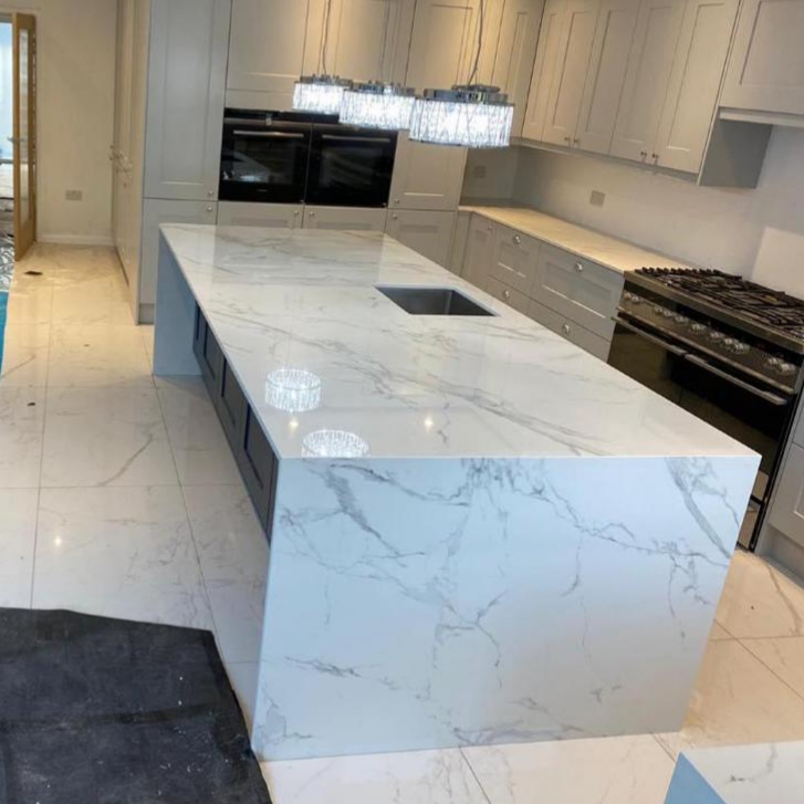 An example of a stone worktop installation, by Home Statements & LSO Stone