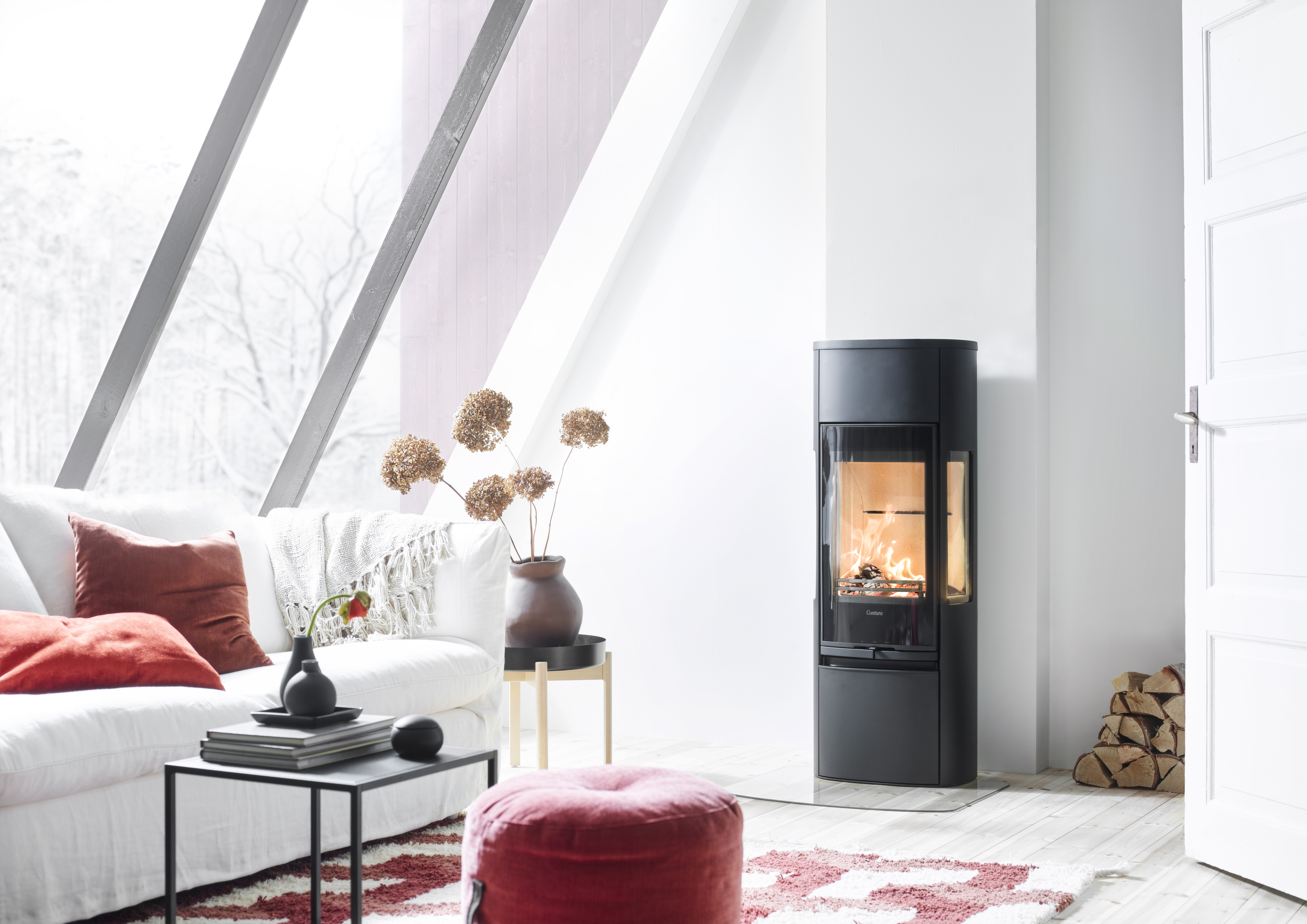 An example of a contemporary style log burner in a modern home. Home Statements