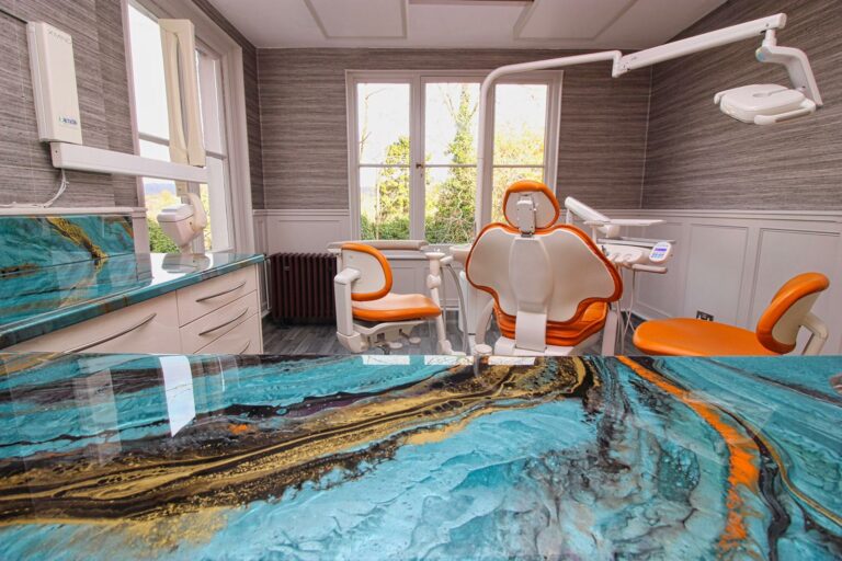 An example of an epoxy resin worktop in a dental surgery, by Home Statements