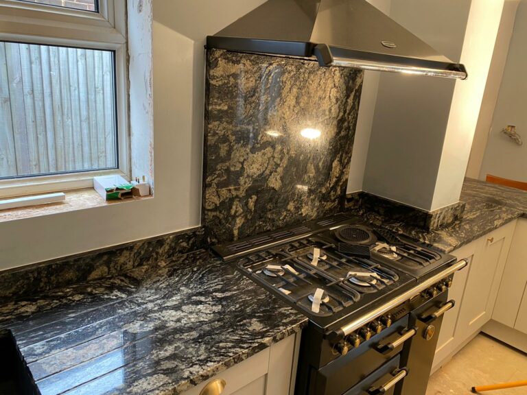 An example of an Indian Granite worktop installation, by Home Statements & LSO Stone