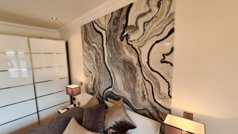 An example of an epoxy resin wall art panel finished in super gloss, created and installed by Home Statements