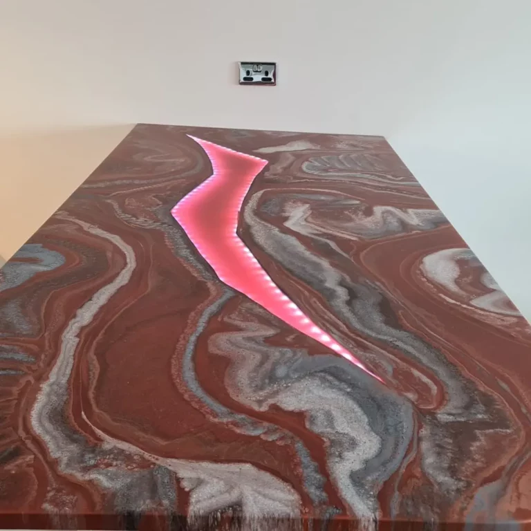 An example of an epoxy resin island worktop in London, by Home Statements