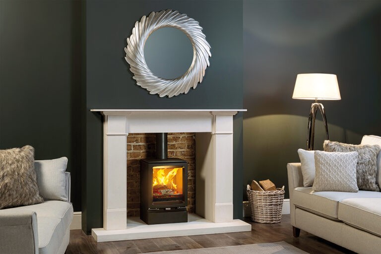 An example of a log burner in a fireplace. Home Statements