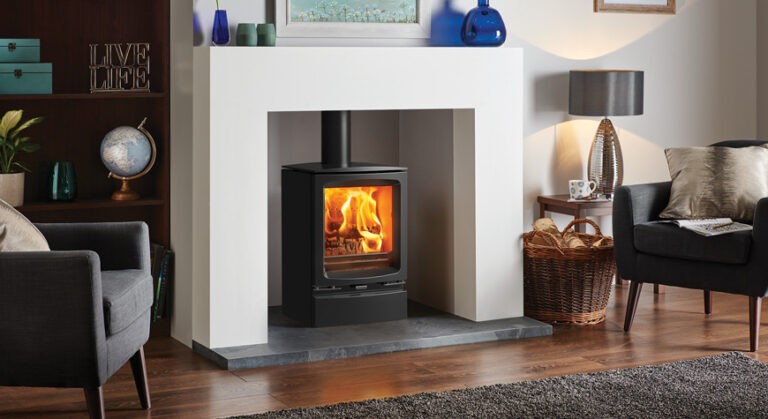 An example of a log burner in a fireplace. Home Statements