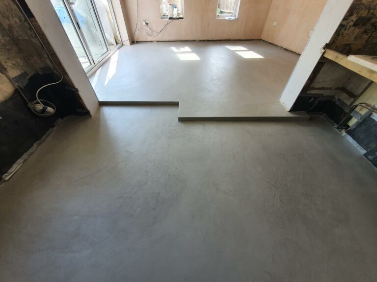 An example of a micro-cement floor in a home, by Home Statements
