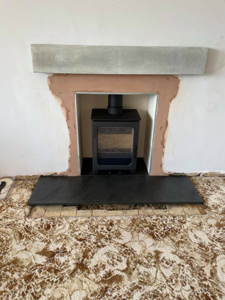 An example of a log burner installation, by Home Statements