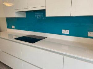 An example of plain coloured kitchen glass splashbacks, Home Statements