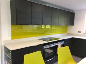 An example of plain coloured kitchen glass splashbacks, Home Statements