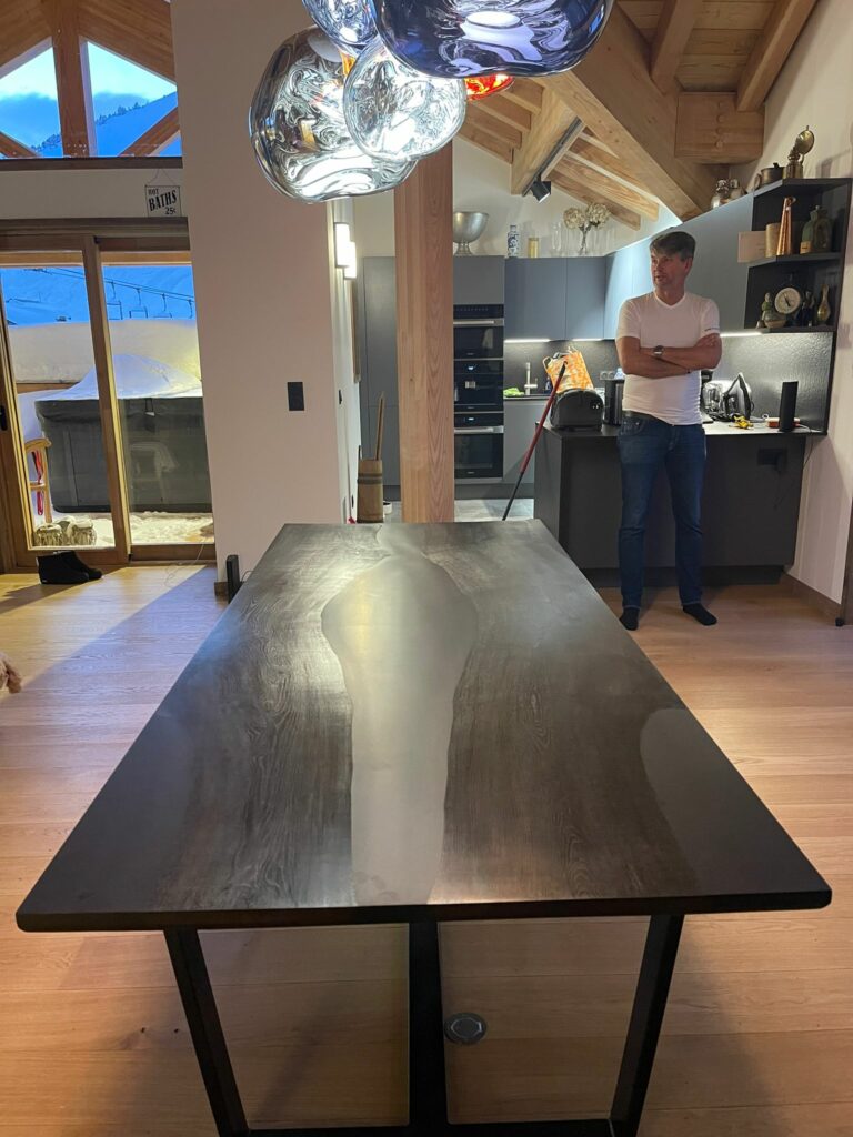 An example of an epoxy resin river table in Kent, by Home Statements