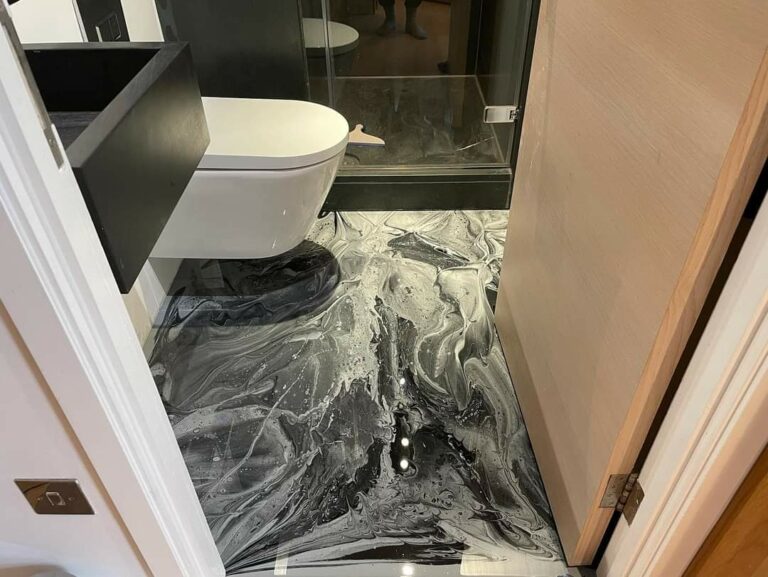 An example of an epoxy resin bathroom floors in a bathroom, Home Statements Ltd