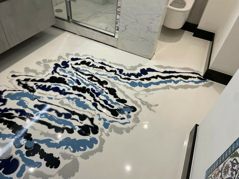 An example of an epoxy resin bathroom floor in a bathroom, Home Statements Ltd