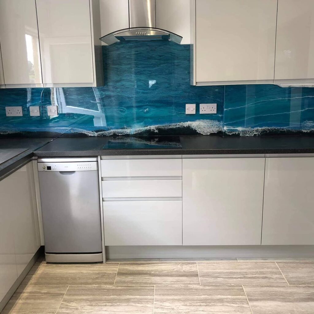 An example of a unique kitchen splashback in a kitchen, by Home Statements Ltd